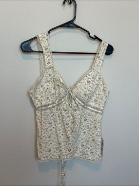 NWT Topshop Cream Floral Lace-Trim Camisole